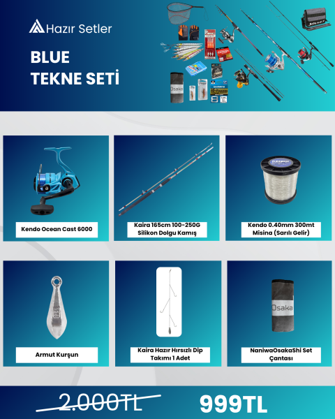 Blue Tekne Seti - Tekne Balıkçısı Hazır Olta Seti - 1