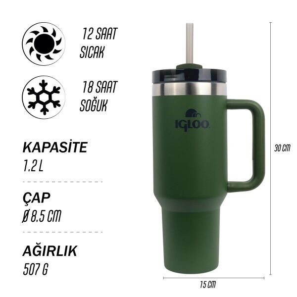 IGLOO Stadler Thermo-Mug 1.2 Litre, Renk:Haki, Bed - 4