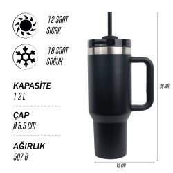 IGLOO Stadler Thermo-Mug 1.2 Litre, Renk:Siyah, Be - 4