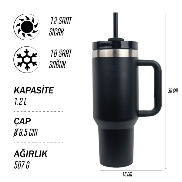 IGLOO Stadler Thermo-Mug 1.2 Litre, Renk:Siyah, Be - 4