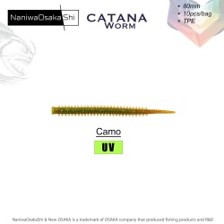 NaniwaOsakaShi Catana Worm 8cm Camo 10Pcs - NANIWAOSAKASHI