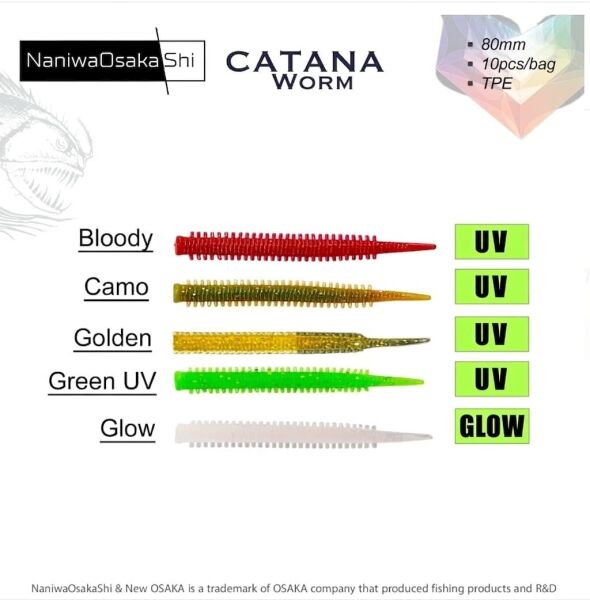NaniwaOsakaShi Catana Worm 8cm Glow 10Pcs - 2