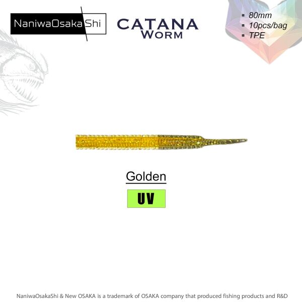 NaniwaOsakaShi Catana Worm 8cm Golden 10Pcs - 1