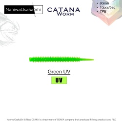 NaniwaOsakaShi Catana Worm 8cm Green Uv 10Pcs - NANIWAOSAKASHI