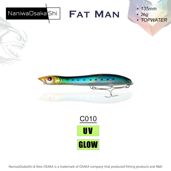 NANIWAOSAKASHI FAT MAN 135MM 26GR TOPWATER C010 - 1