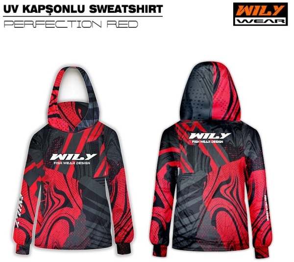 Wily Uv Balıkçı T-Shirt Kapşonlu M Kırmızı - 1