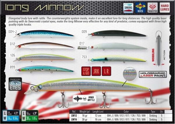 YUKI FISHUS LONG MINNOW 12,5CM 14,3GR RENK:012 - 1